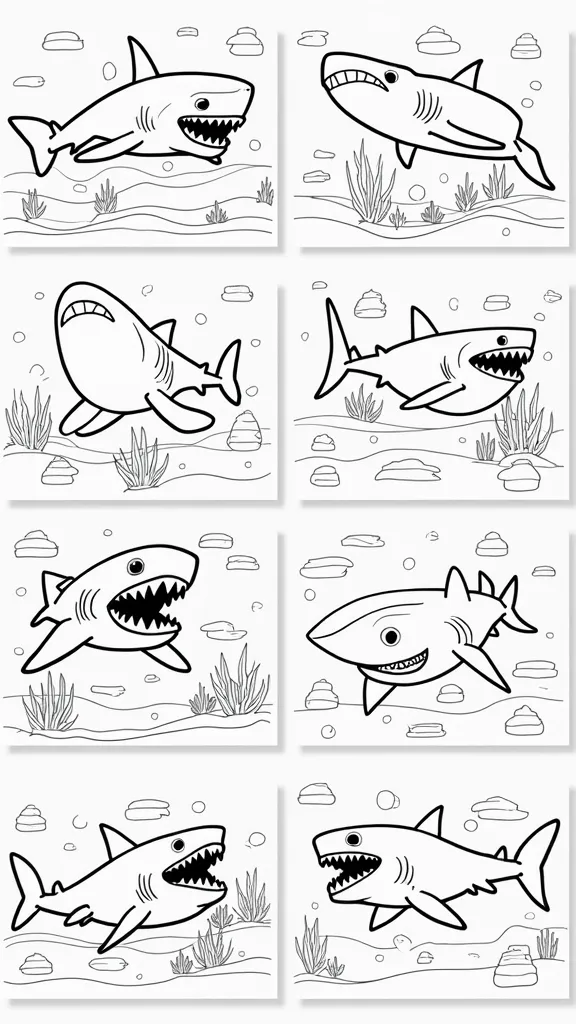 Páginas para colorear de la semana de tiburones